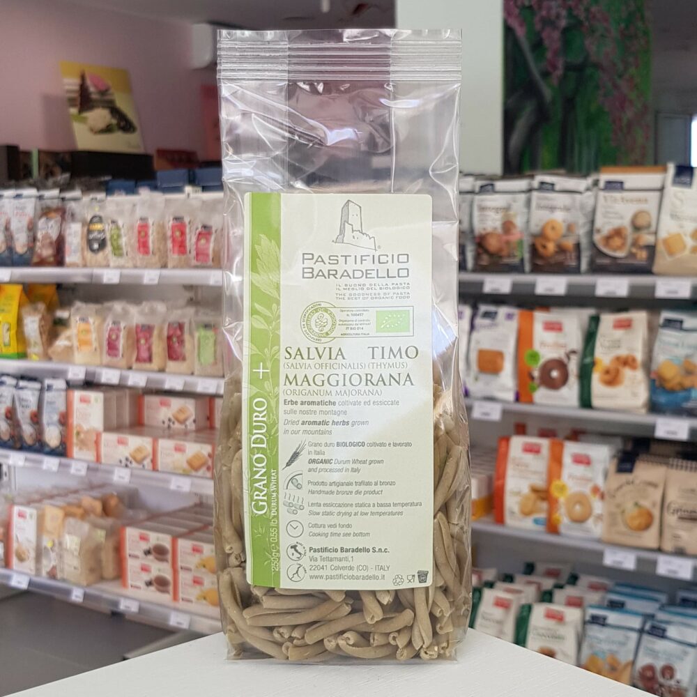 SALVIA TIMO E MAGGIORANA Caserecce di grano duro con salvia, maggiorana, timo - Pastificio Baradello - immagine 1